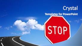  Presentation with road stop sign - Theme featuring traffic stop - sign on the road background and a royal blue colored foreground