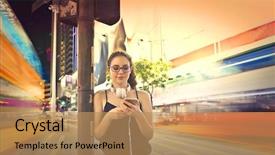  Presentation with girl power esami medie - Presentation having traffic studies - girl wearing headphones background and a coral colored foreground