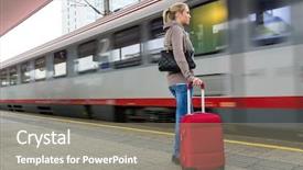  Presentation with train railway - Colorful presentation enhanced with traffic studies - woman waiting for train backdrop and a gray colored foreground