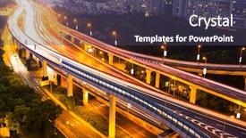  Presentation with future city - Slide deck consisting of traffic through modern city background and a tawny brown colored foreground