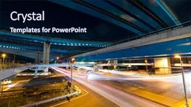  Presentation with trail - Beautiful PPT theme featuring blurred busy road long line - traffic trail from underground backdrop and a navy blue colored foreground