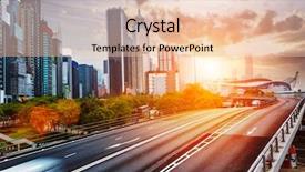  Presentation with traffic road - Beautiful theme featuring traffic trails on the road backdrop and a  colored foreground