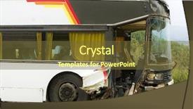  Presentation with traffic accident - Colorful presentation theme enhanced with traffic violation - bus accident backdrop and a tawny brown colored foreground