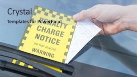  Presentation with windshield - Colorful PPT theme enhanced with traffic violation - parking ticket placed under windshield backdrop and a light blue colored foreground