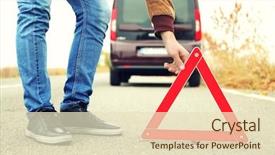  Presentation with traffic road - Audience pleasing slide deck consisting of traffic warning sign on road backdrop and a  colored foreground