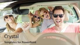  Presentation with cheerful - Cool new slide set with singging - cheerful family with sunglasses is backdrop and a coral colored foreground