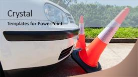  Presentation with traffic - Amazing slide set having trafic routier - white car bumping the traffic backdrop and a  colored foreground