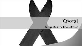 Presentation with melanoma - Slide set featuring tragedy - black ribbon isolated on white background and a light gray colored foreground