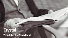  Presentation with old man - Slide set consisting of tragedy - closeup of an old caucasian background and a dark gray colored foreground