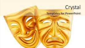  Presentation with theatre - Theme featuring tragedy - masks with the theatre concept background and a blonde colored foreground