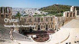  Presentation with scenic - Slide deck featuring tragedy - panoramic view of the odeon background and a violet colored foreground