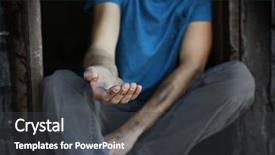  Presentation with street - Slide set consisting of tragedy - poor man begging for help background and a dark gray colored foreground