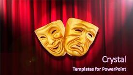  Presentation with theatre - Cool new presentation with tragedy - theatre performance concept with masks backdrop and a wine colored foreground