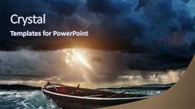  Presentation with stormy sea - Slides enhanced with old brown shoes standing on green moss in the forest background and a tawny brown colored foreground.