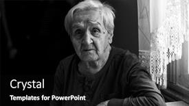  Presentation with black woman - PPT theme consisting of tragic-portrait-of-an-old background and a black colored foreground