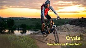  Presentation with rock climbing to top of mountain - PPT theme having trail at sunset extreme sports background and a tawny brown colored foreground