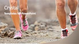  Presentation with running shoes - Presentation theme featuring trail desert run running shoes background and a coral colored foreground