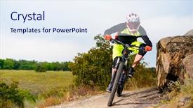  Presentation with triathlon professional cyclist man cycling - Amazing slide deck having trail extreme sport concept free backdrop and a sky blue colored foreground