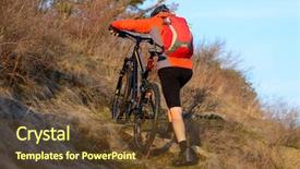  Presentation with free cycling - Cool new presentation theme with trail extreme sport concept free backdrop and a tawny brown colored foreground