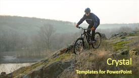  Presentation with free cycling - Audience pleasing PPT theme consisting of trail extreme sport concept free backdrop and a tawny brown colored foreground