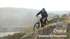  Presentation with mountain bike - PPT theme having trail extreme sport concept free background and a violet colored foreground