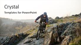 Presentation with mountain bike - Amazing PPT theme having trail extreme sport concept free backdrop and a white colored foreground