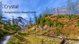  Presentation with erosion trail - Audience pleasing PPT theme consisting of trail in mount baker visitor backdrop and a light blue colored foreground