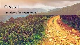  Presentation with leading through motivation - Audience pleasing presentation theme consisting of trail leading through the mountain backdrop and a coral colored foreground