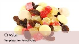  Presentation with healthy snack - Audience pleasing PPT theme consisting of trail mix - dried fruits snack a healthy backdrop and a  colored foreground