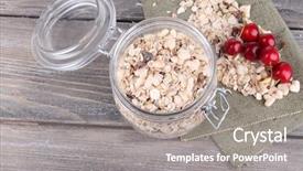  Presentation with granola - Presentation enhanced with trail mix - homemade granola in glass jar background and a gray colored foreground