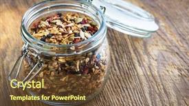  Presentation with granola - Amazing PPT theme having trail mix - homemade granola in open glass backdrop and a tawny brown colored foreground