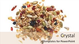  Presentation with granola - Theme having trail mix - pile of homemade granola background and a coral colored foreground