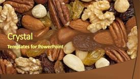  Presentation with trail - Slide set consisting of trail mix - raisons and nuts full frame background and a  colored foreground
