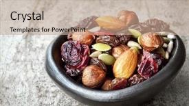  Presentation with trail - Audience pleasing slide deck consisting of trail mix in black bowl backdrop and a coral colored foreground