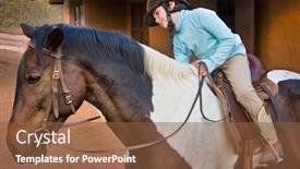  Presentation with ranch - Cool new presentation with trail-riding-child-preparing backdrop and a tawny brown colored foreground