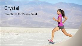  Presentation with amazing race - Colorful presentation enhanced with trail run in desert backdrop and a light blue colored foreground