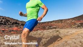  Presentation with marathon man - Audience pleasing presentation design consisting of trail runner ultra running man backdrop and a coral colored foreground
