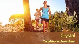  Presentation with healthy lifestyle - Presentation having trail running marathon athlete outdoors background and a tawny brown colored foreground