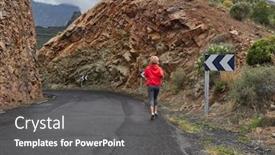  Presentation with altitude - Audience pleasing slide deck consisting of trail-running-woman-on-mountain backdrop and a gray colored foreground
