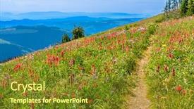 Presentation with summit - Audience pleasing PPT theme consisting of trail to a mountain summit in british columbia canada backdrop and a tawny brown colored foreground