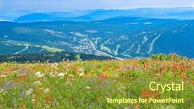  Presentation with british columbia canada - Colorful theme enhanced with trail to a mountain summit in british columbia canada backdrop and a gold colored foreground
