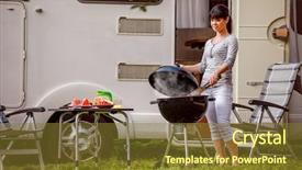  Presentation with vacation - Beautiful PPT layouts featuring trailer - family vacation travel rv holiday backdrop and a tawny brown colored foreground