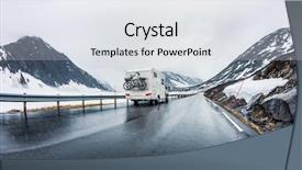  Presentation with caravan - Presentation theme featuring trailer - family vacation travel rv holiday background and a sky blue colored foreground