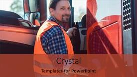  Presentation with truck driver - Amazing presentation theme having trailer - truck driver in front backdrop and a red colored foreground