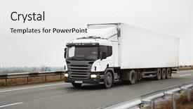  Presentation with shipping - Slide deck having trailer - truck on road delivery background and a white colored foreground