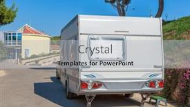  Presentation with caravan - Slide set having trailer-caravan-car background and a light gray colored foreground