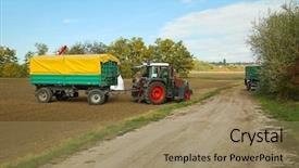  Presentation with agriculture - PPT theme consisting of trailer food - agriculture background and a coral colored foreground