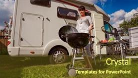  Presentation with vacation - Slide deck with trailer food - family vacation travel rv holiday background and a tawny brown colored foreground