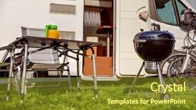  Presentation with vacation - Beautiful slide deck featuring trailer food - family vacation travel rv holiday backdrop and a tawny brown colored foreground