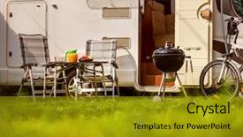  Presentation with vacation - Colorful slide set enhanced with trailer food - family vacation travel rv holiday backdrop and a gold colored foreground